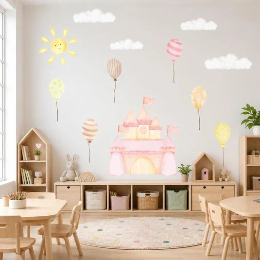 Nursery accent wall ideas with blue scalloped wall design