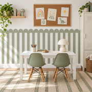 Stripe Peel and Stick Sage Green Scallop Half Wall Wallpaper