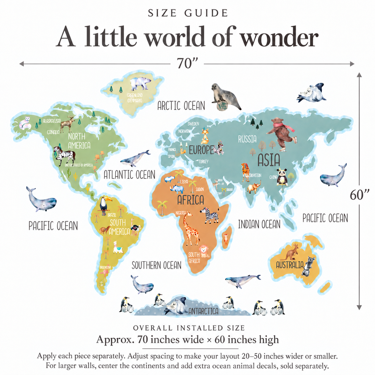 Brave World Map Fabric Wall Decal