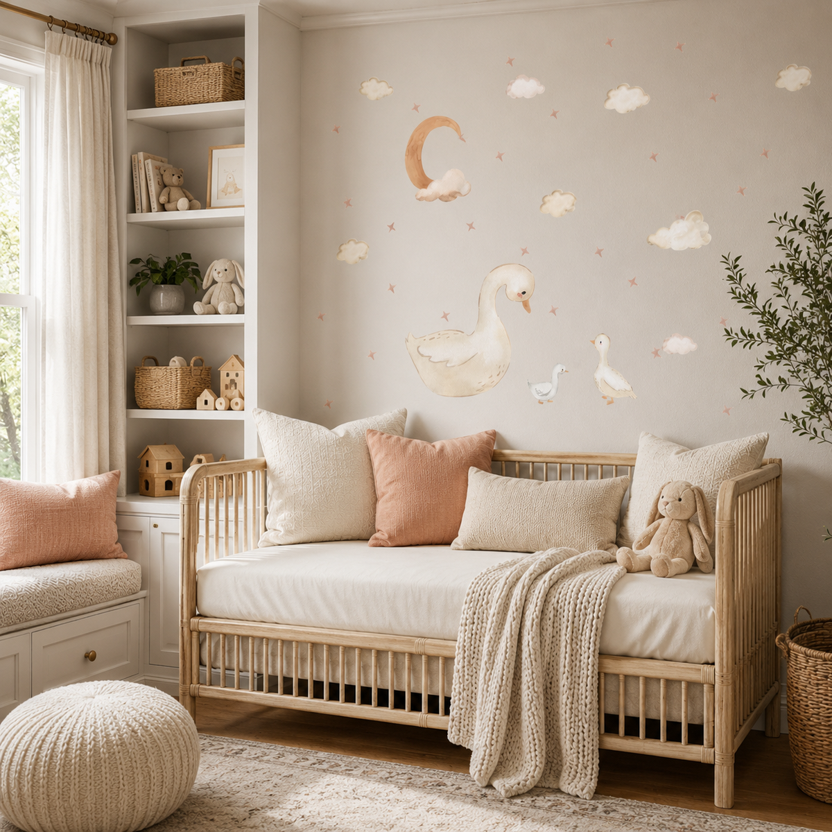 Baby and Mom Duck Textile Decals