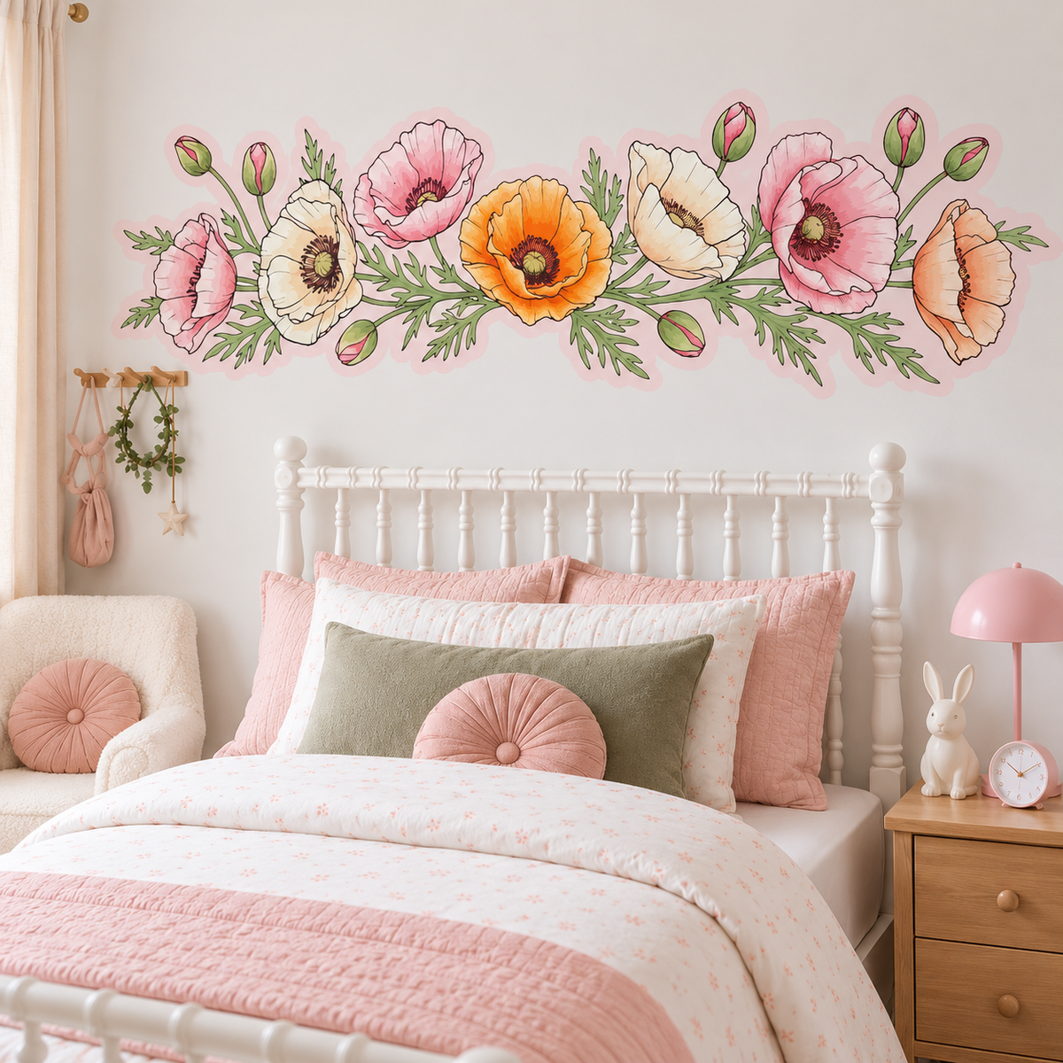 Poppy Floral Peel and Stick Fabric Wall Decal