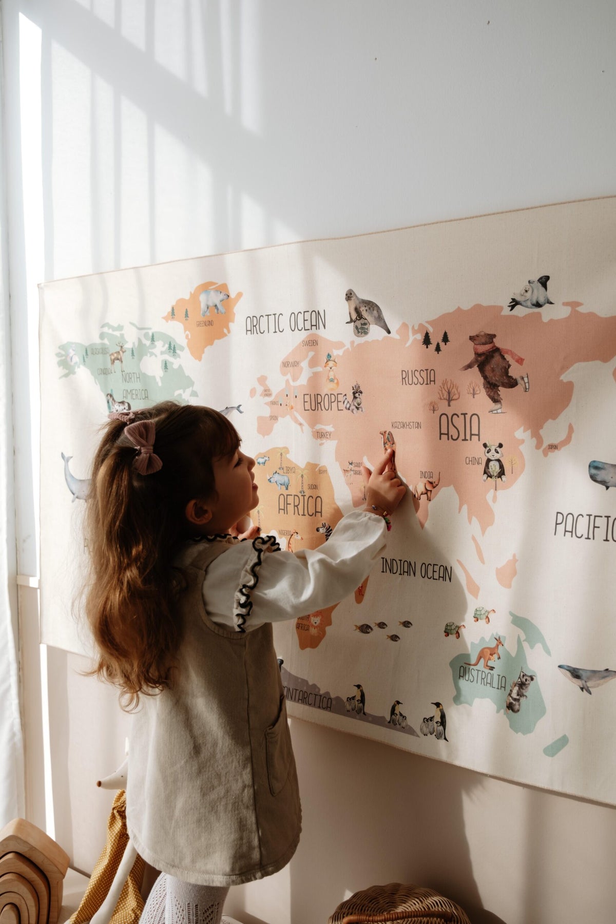 Blush World Map Wall Decor