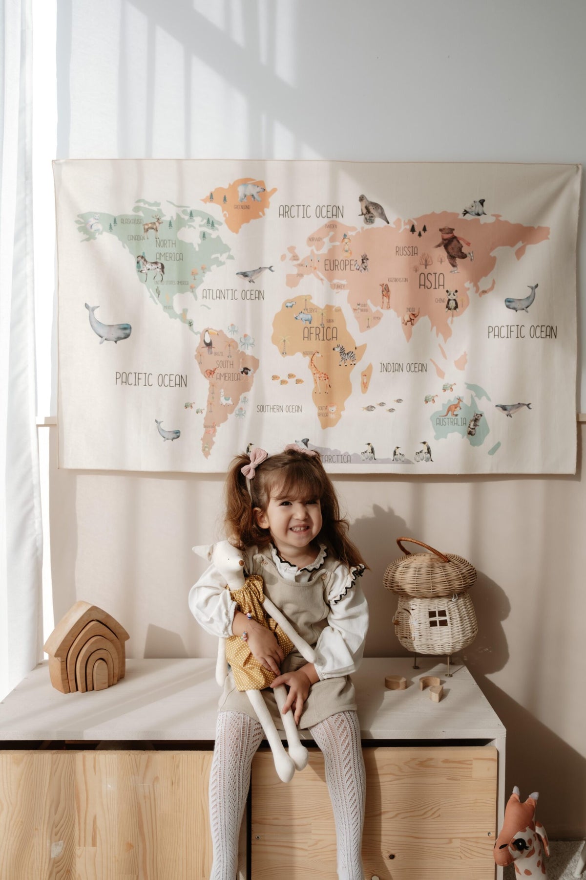 Blush World Map Wall Decor product image 5 by Dos Junior