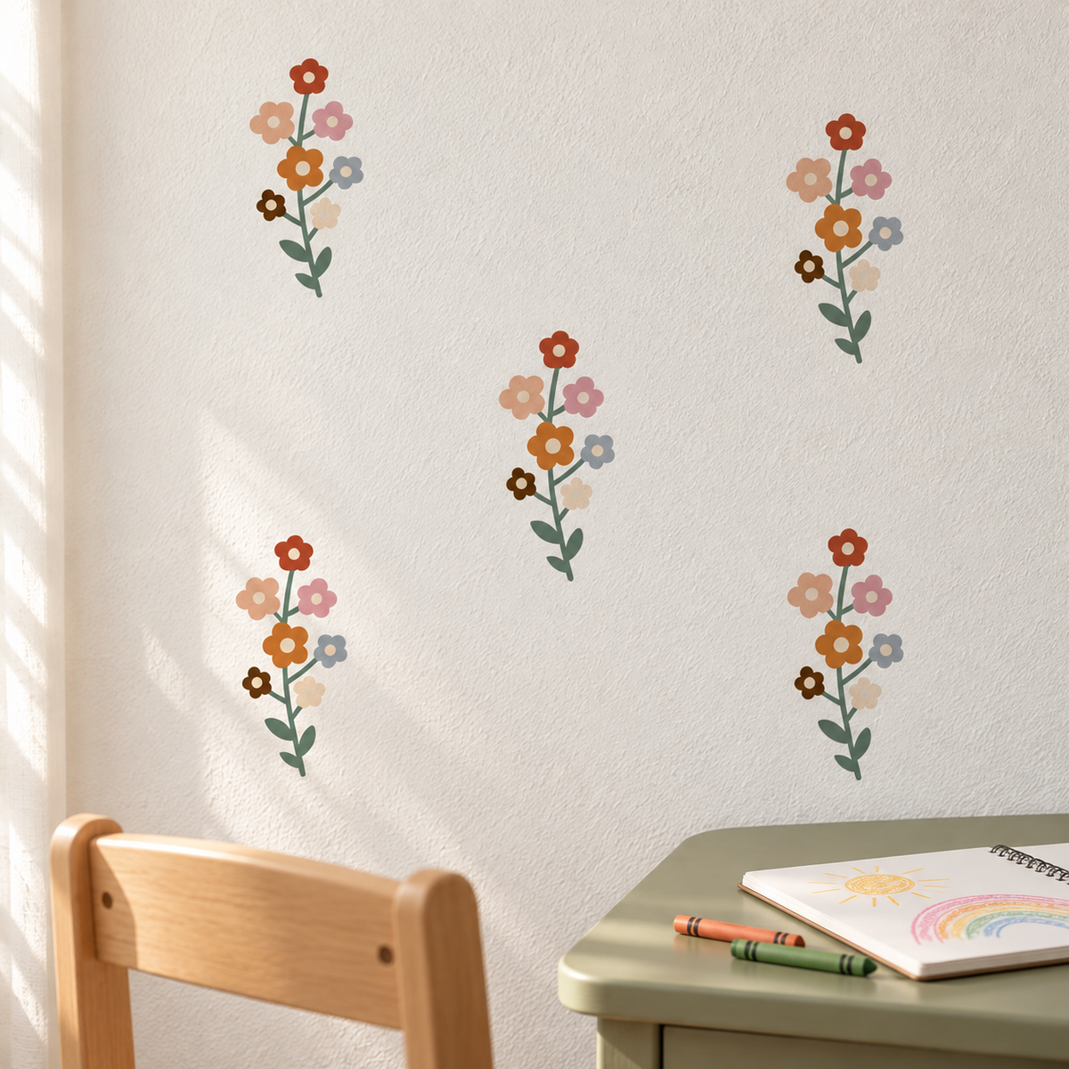 Wildflower Peel and Stick Fabric Wall Decals | Boho