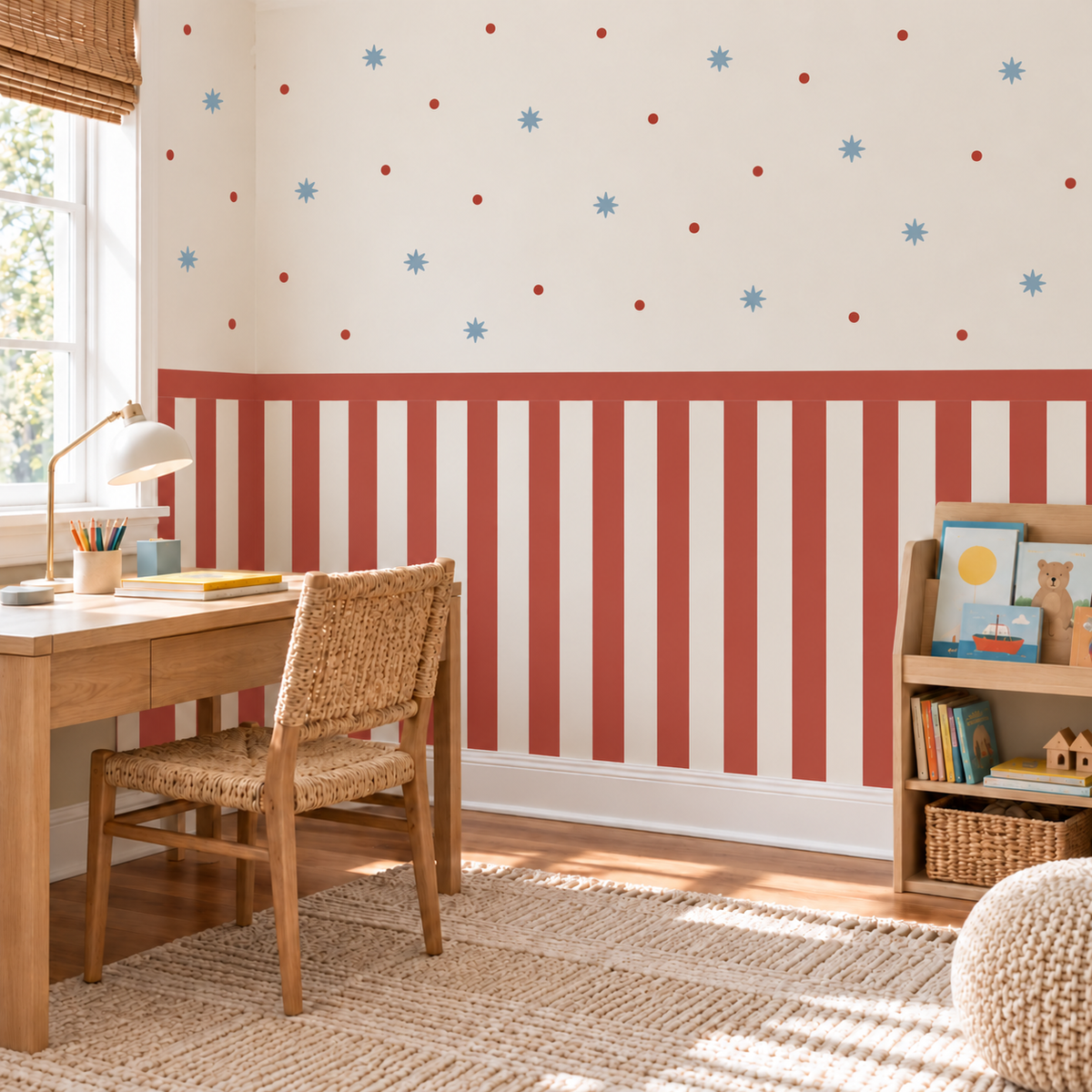 Stripe Peel and Stick Half Wall Wallpaper | Circus Red