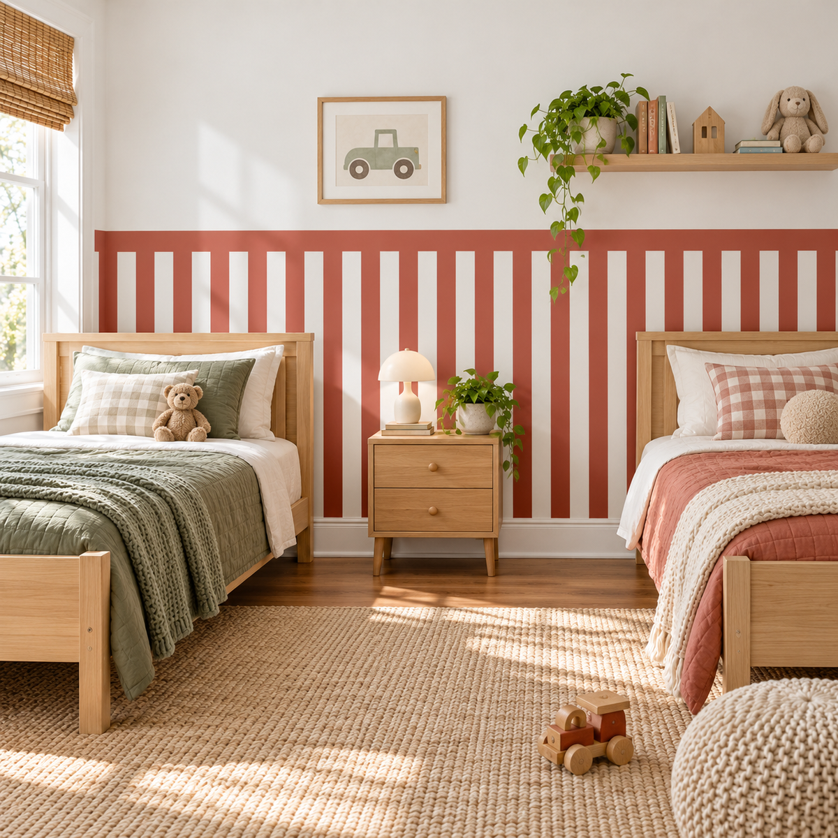 Stripe Peel and Stick Half Wall Wallpaper | Circus Red