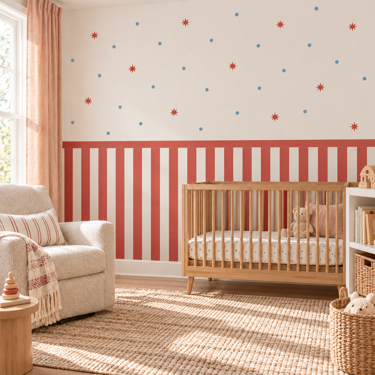 Stripe Peel and Stick Half Wall Wallpaper | Circus Red