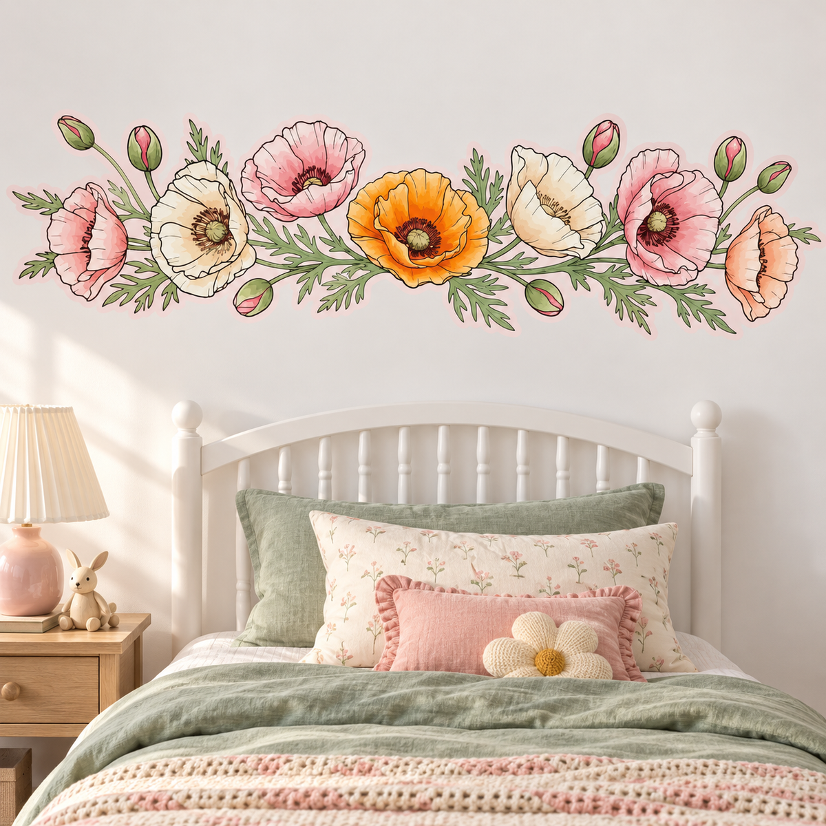Poppy Floral Peel and Stick Fabric Wall Decal