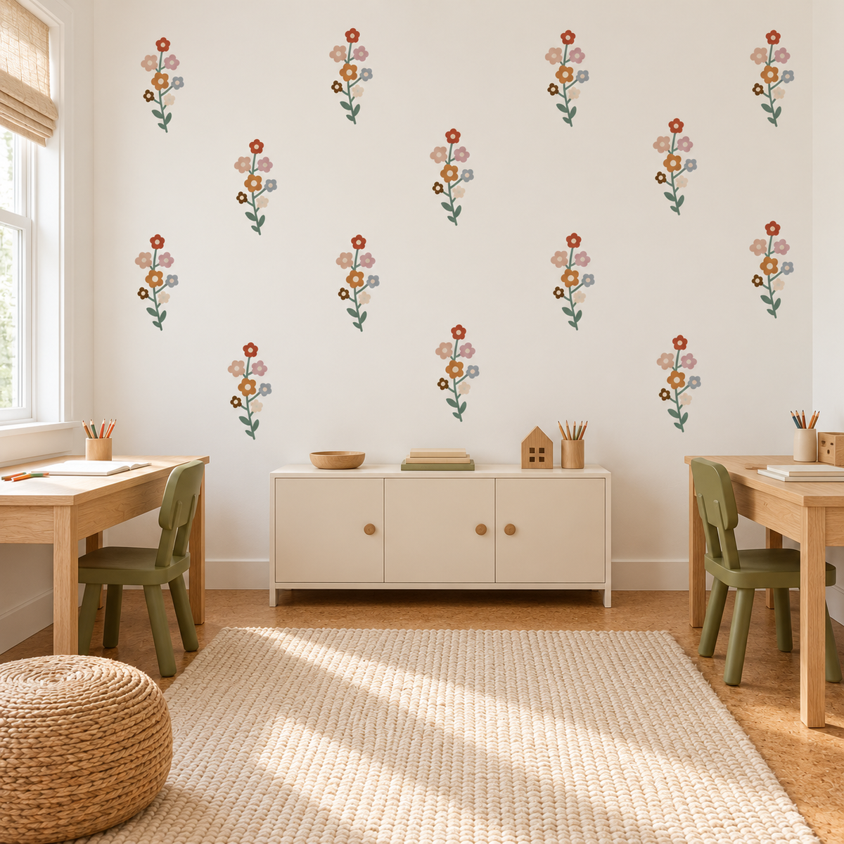 Wildflower Peel and Stick Fabric Wall Decals | Boho