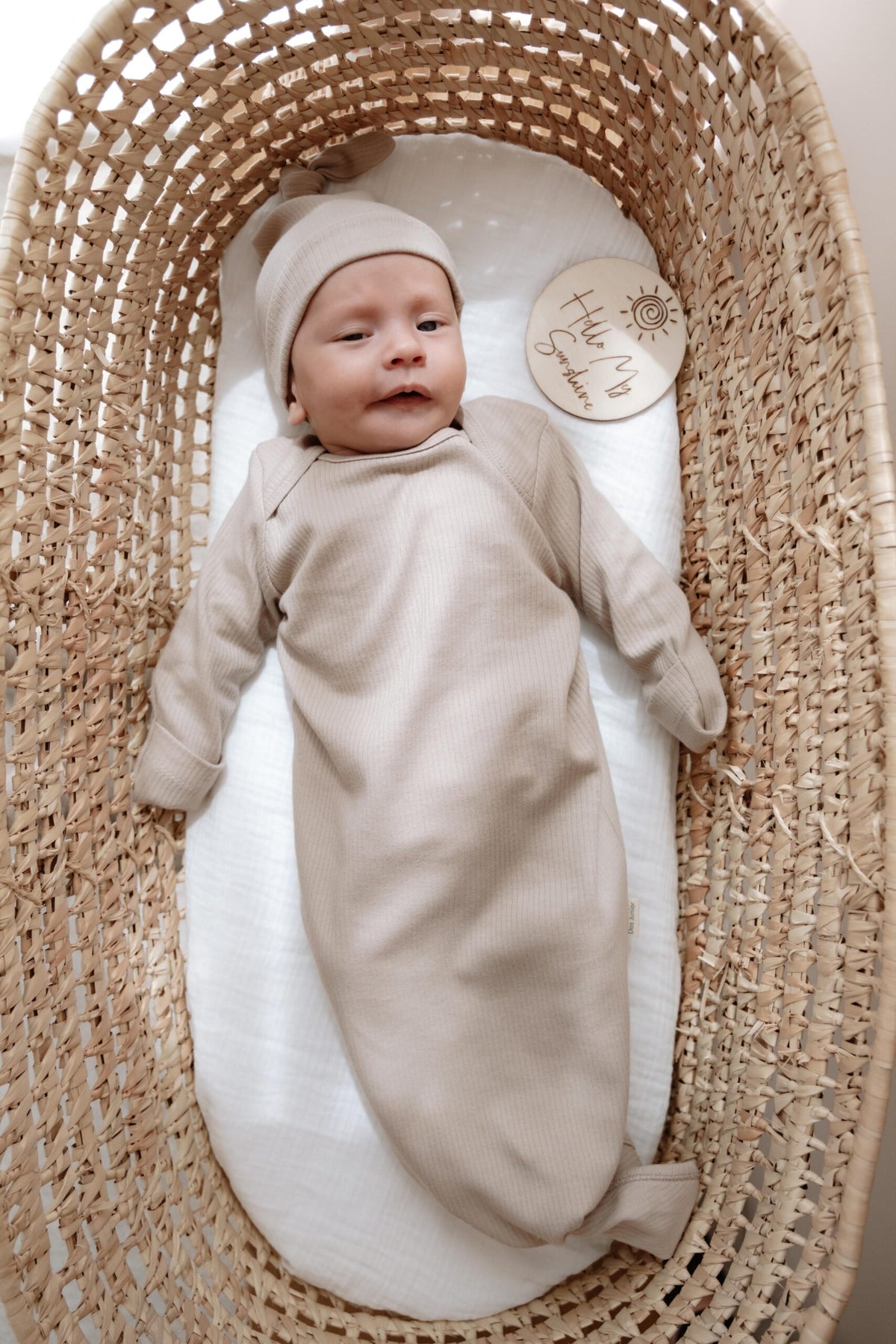 Cotton Newborn Nature Knotted Gown & Hat Set product image 2 by Dos Junior