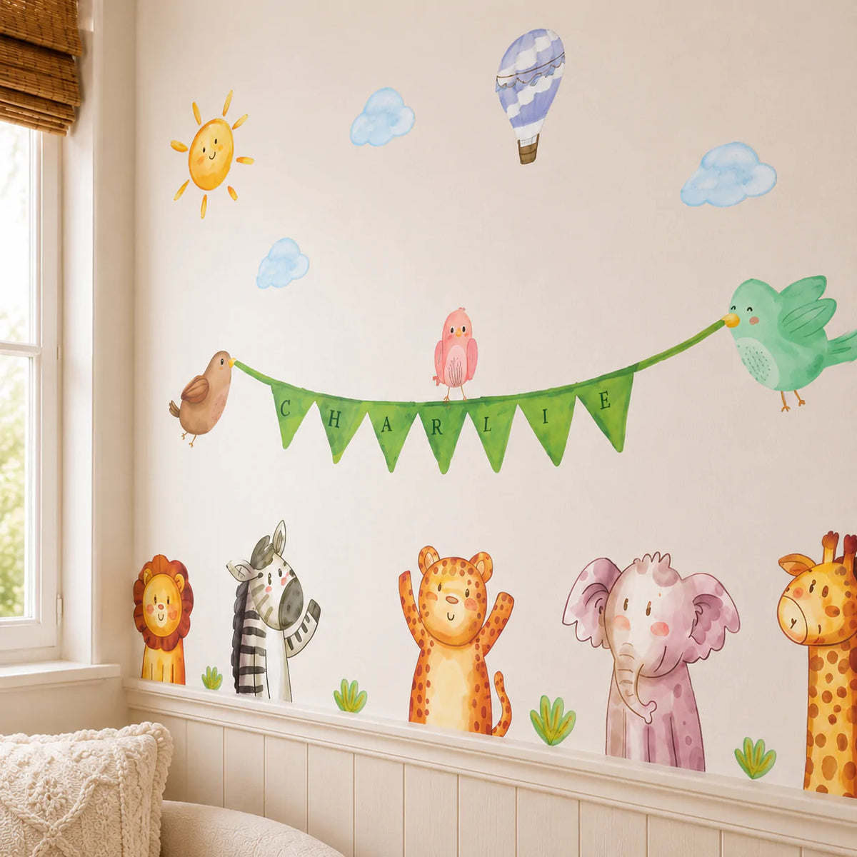 Custom Baby Safari Animals Textile Decal