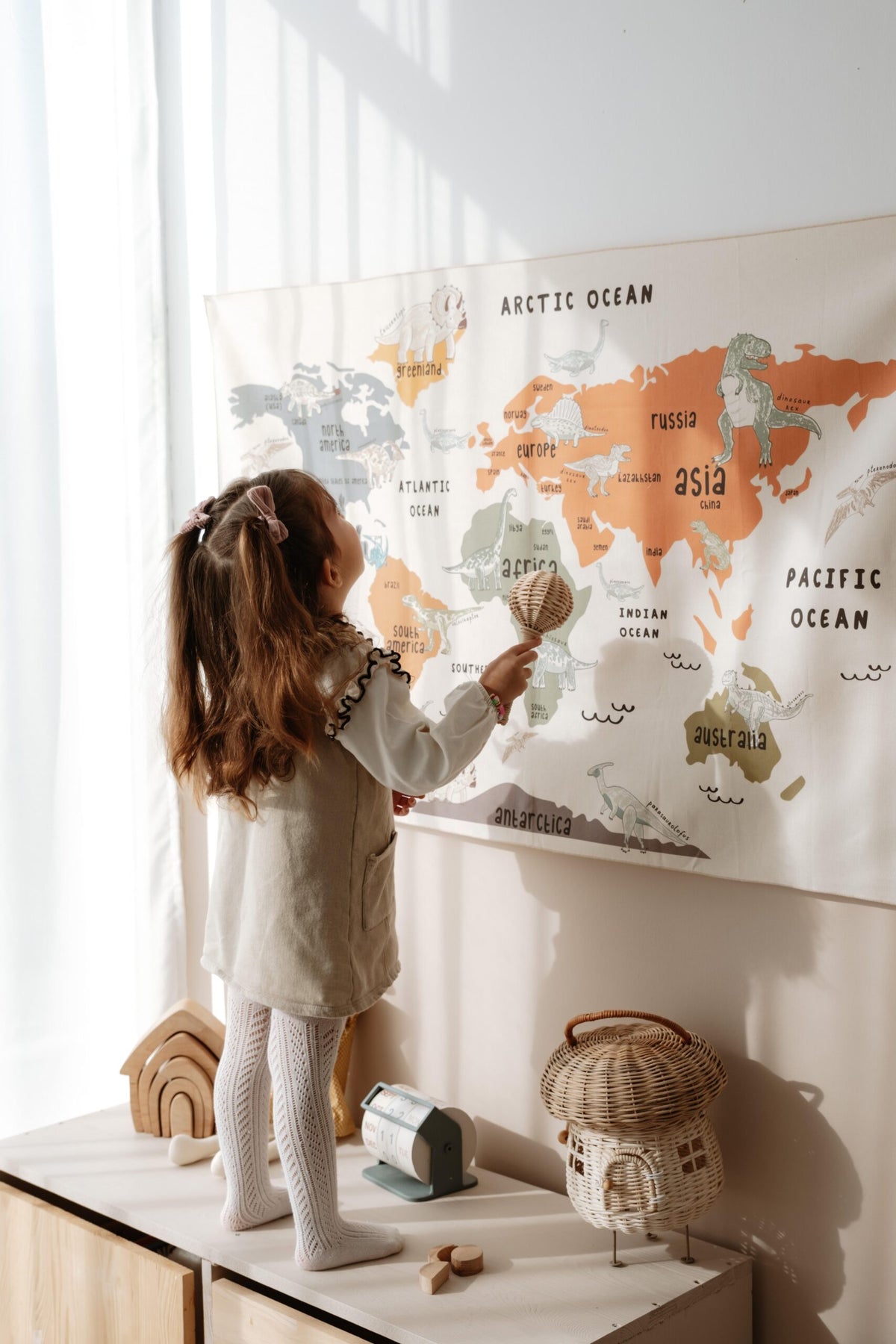 Dino World Map Wall Decor