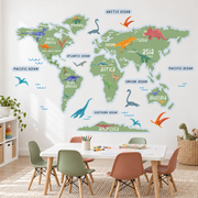 Dinosaur World Map Fabric Wall Decal - Green