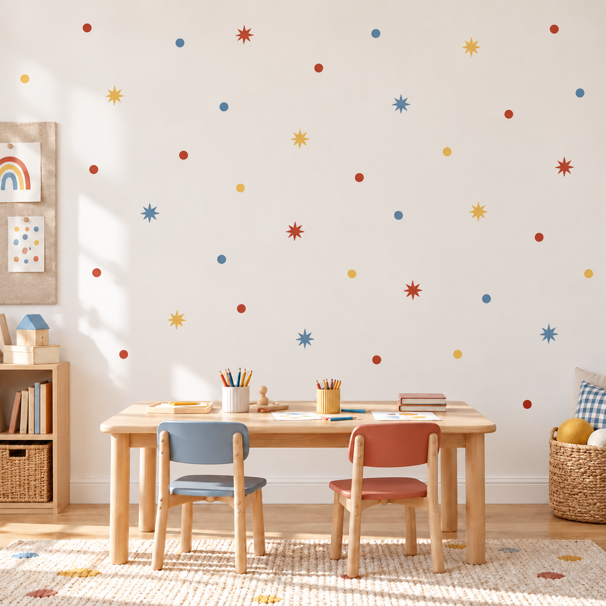 Star and Polka Dot Peel and Stick Fabric Wall Decals