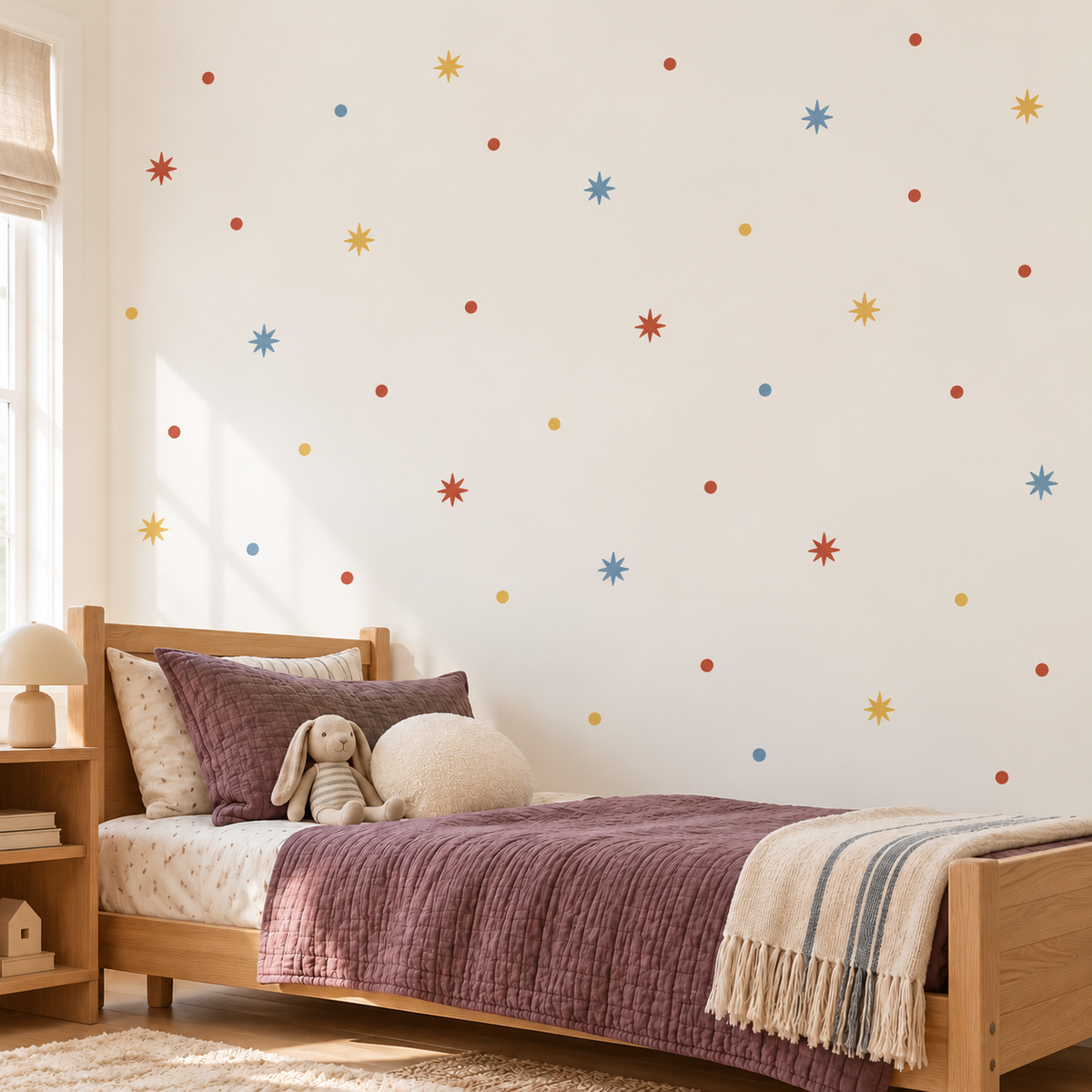 Star and Polka Dot Peel and Stick Fabric Wall Decals