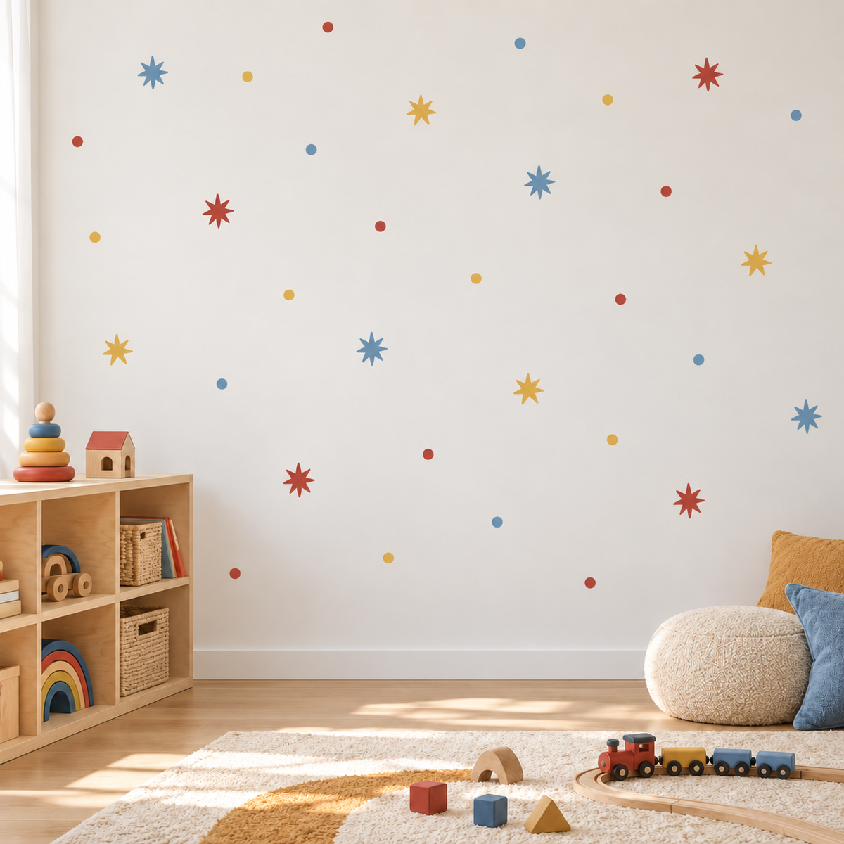 Star and Polka Dot Peel and Stick Fabric Wall Decals