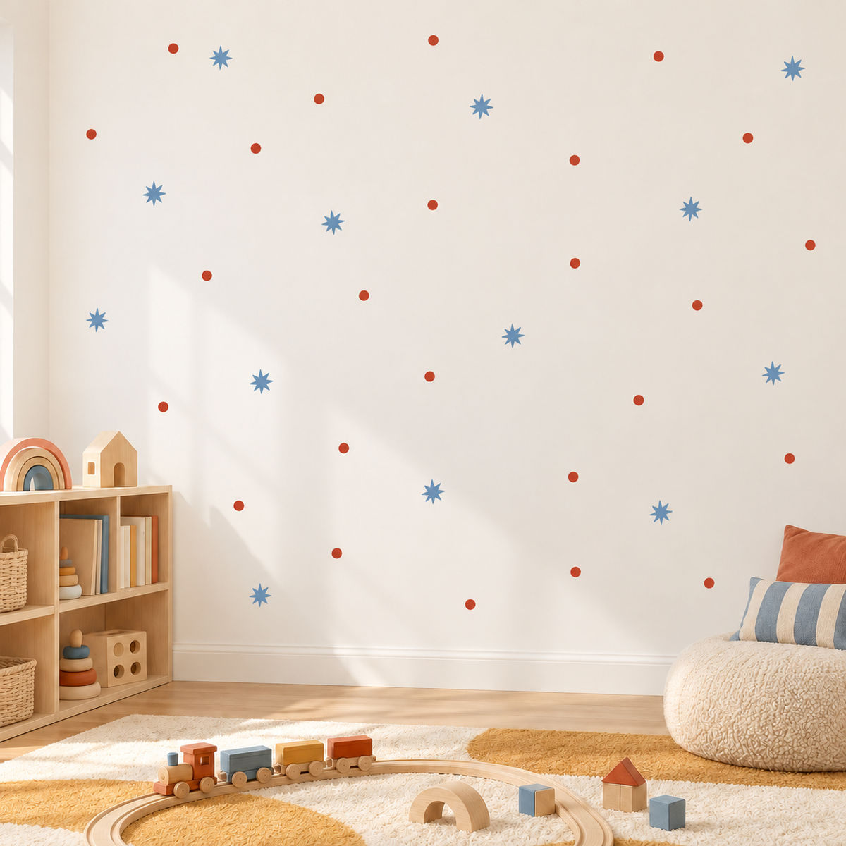 Star and Polka Dot Peel and Stick Fabric Wall Decals
