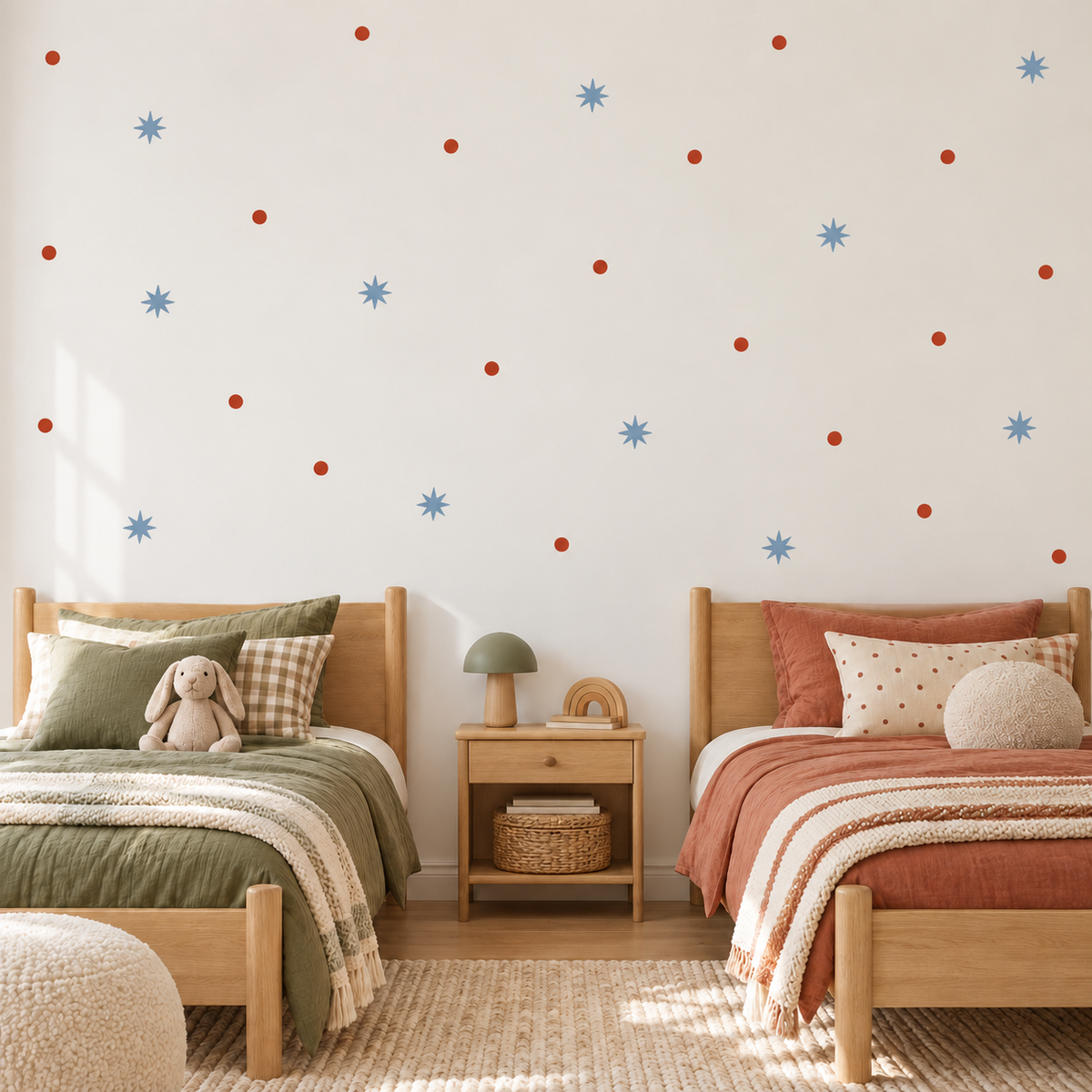 Star and Polka Dot Peel and Stick Fabric Wall Decals
