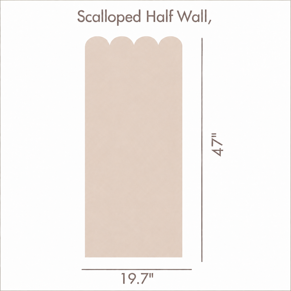 Scalloped Peel and Stick Almond Half Wall Wallpaper
