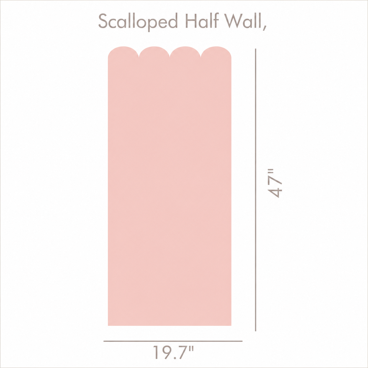 Scalloped Peel and Stick Soft Pink Half Wall Wallpaper