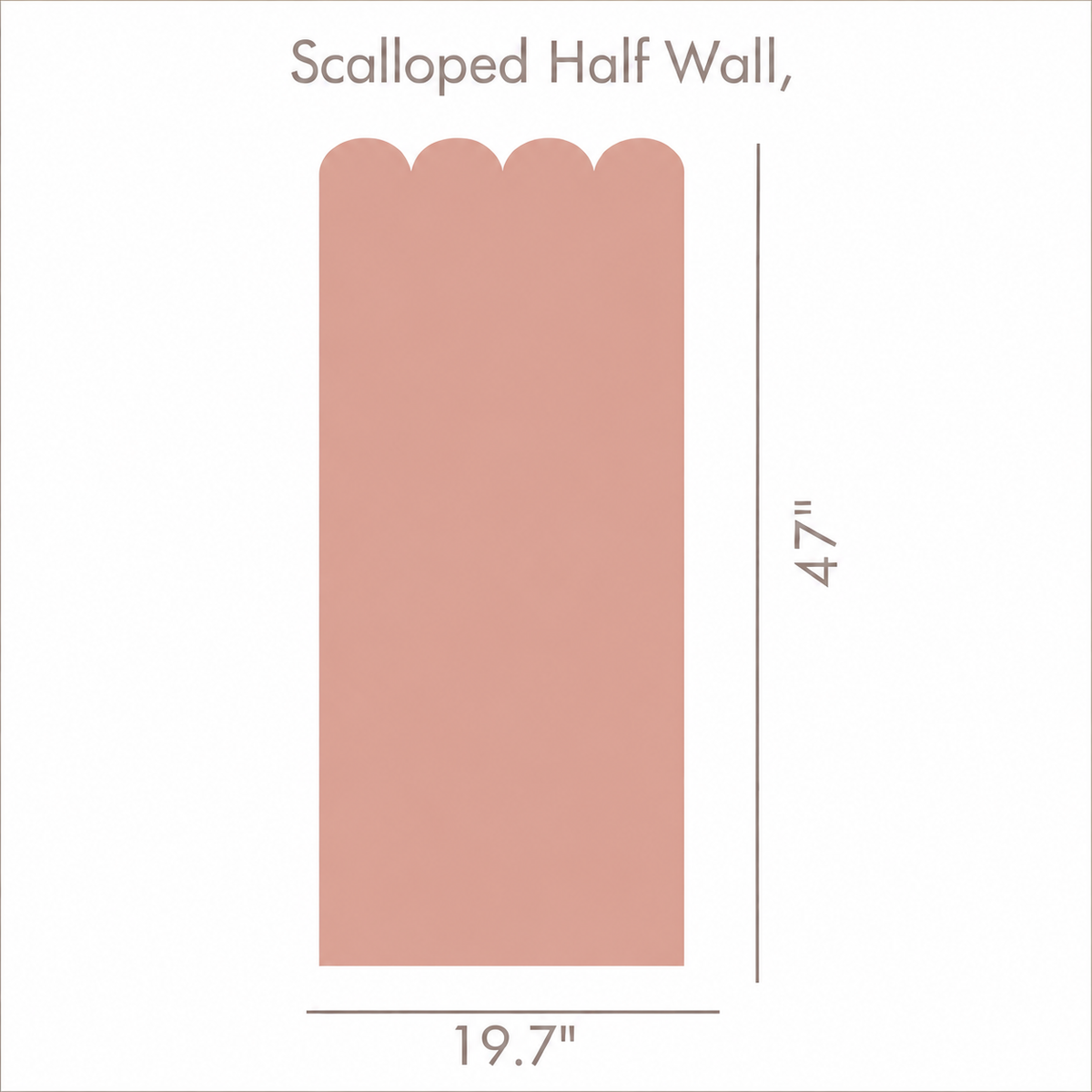 Scalloped Peel and Stick Dusty Rose Half Wall Wallpaper