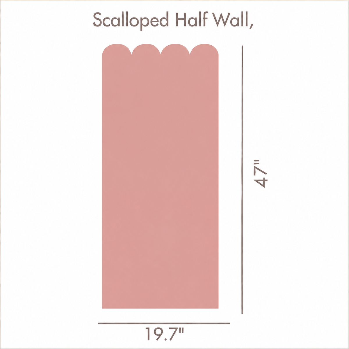 Scalloped Peel and Stick Muted Rose Half Wall Wallpaper