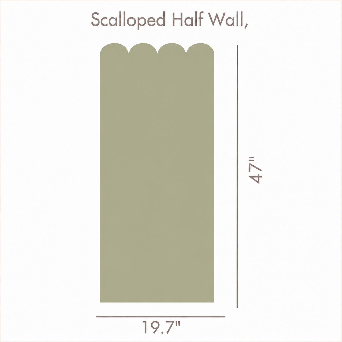 Scalloped Peel and Stick Sage Green Half Wall Wallpaper