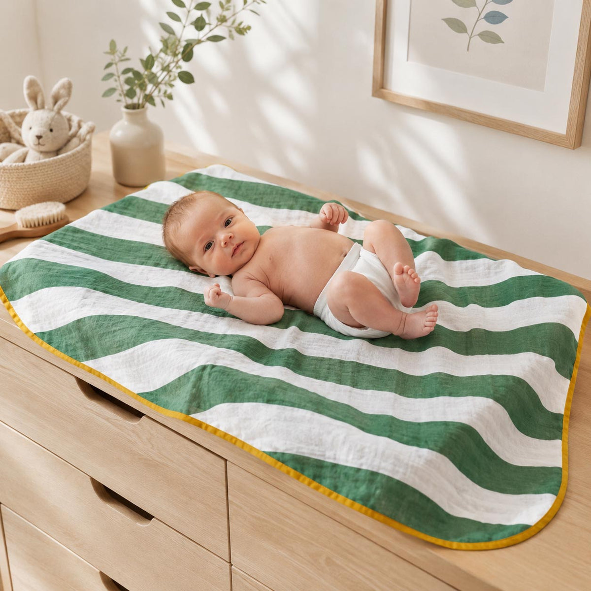 Forest Striped Cotton Muslin Wrap