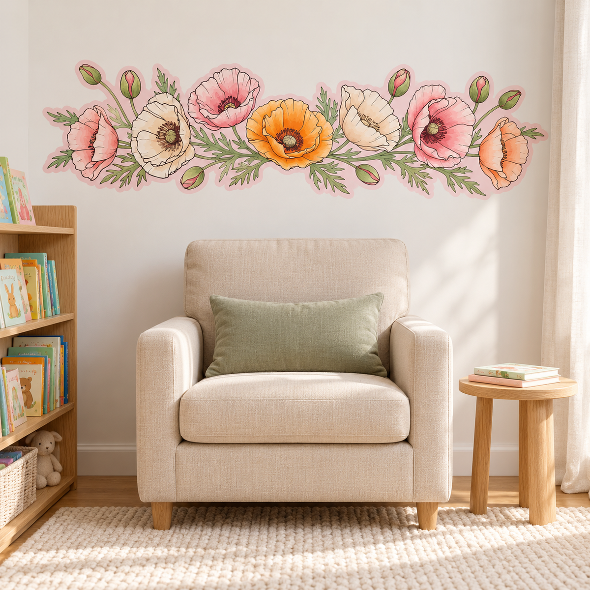 Poppy Floral Peel and Stick Fabric Wall Decal