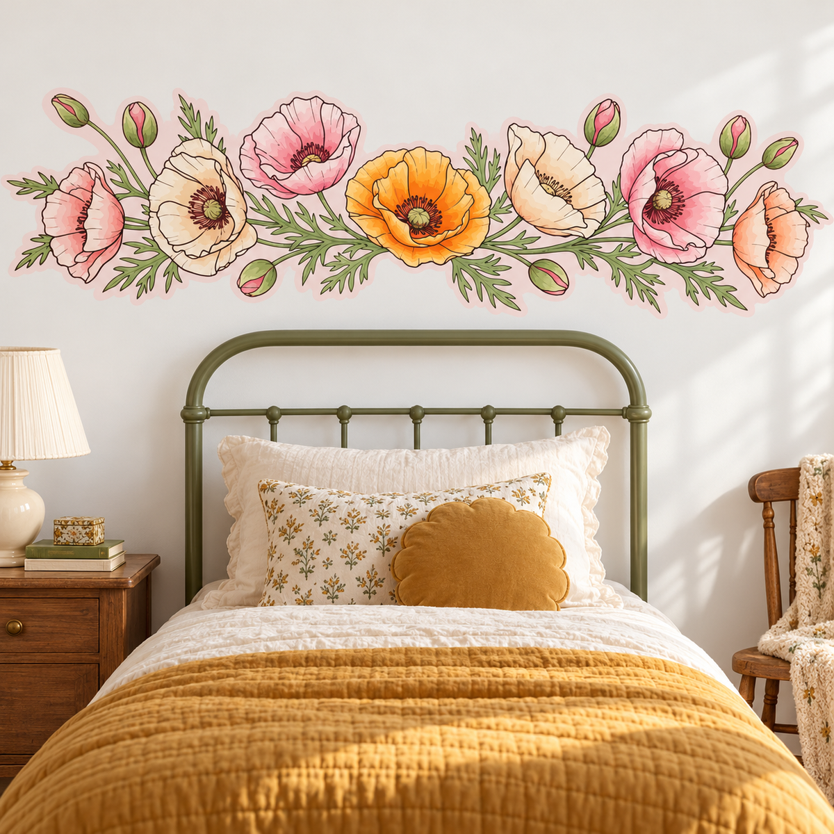 Poppy Floral Peel and Stick Fabric Wall Decal