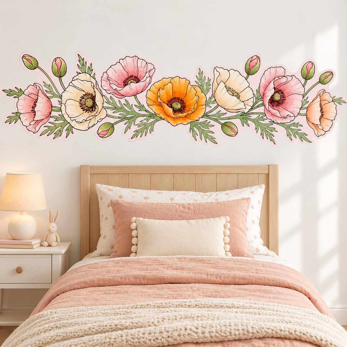 Poppy Floral Peel and Stick Fabric Wall Decal
