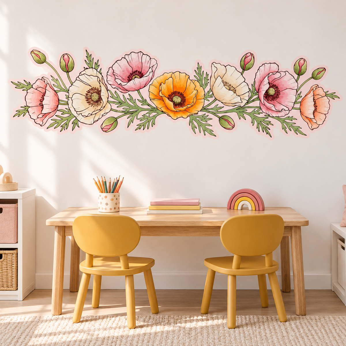 Poppy Floral Peel and Stick Fabric Wall Decal