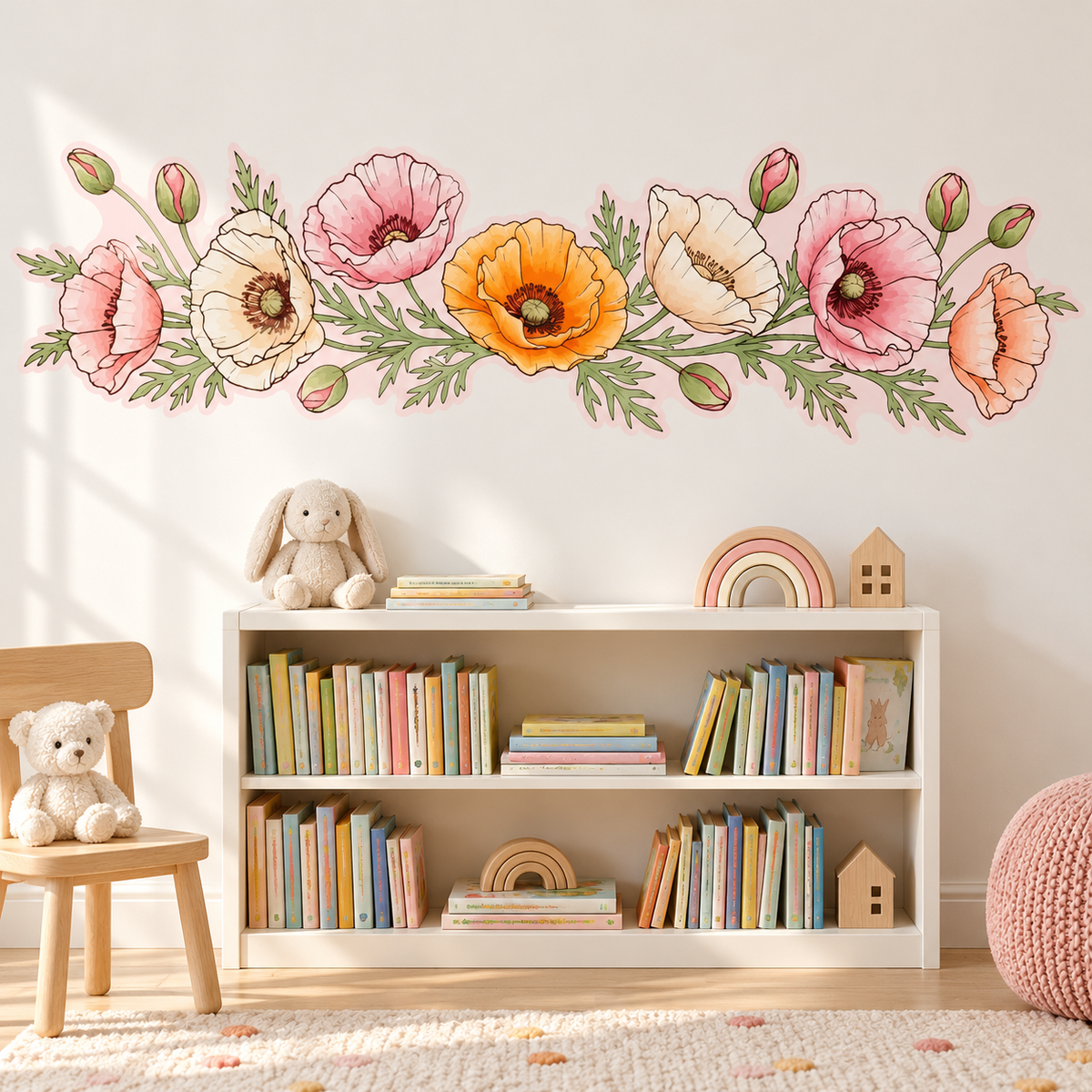 Poppy Floral Peel and Stick Fabric Wall Decal