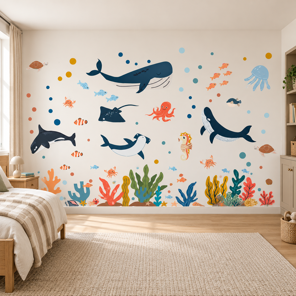 Ocean Animals Fabric Wall Decal