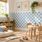 Checkerboard Peel and Stick Sky Half Wall Wallpaper