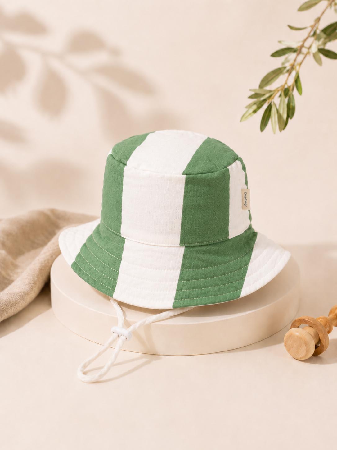 Green Stripe Baby Hat