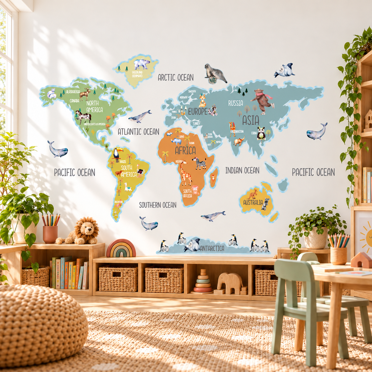 Brave World Map Fabric Wall Decal