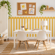 Stripe Peel and Stick Yellow Scallop Half Wall Wallpaper
