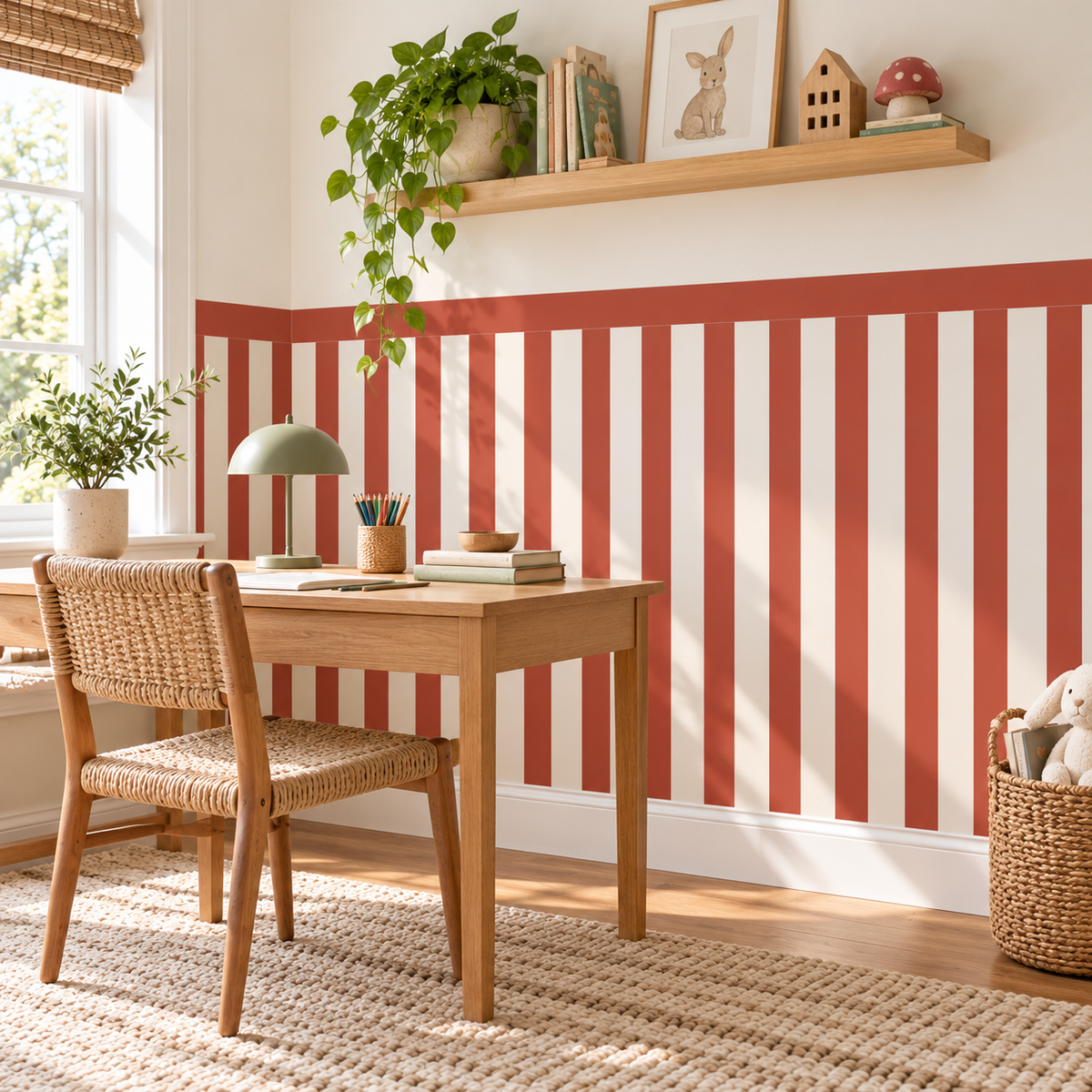 Stripe Peel and Stick Half Wall Wallpaper | Circus Red