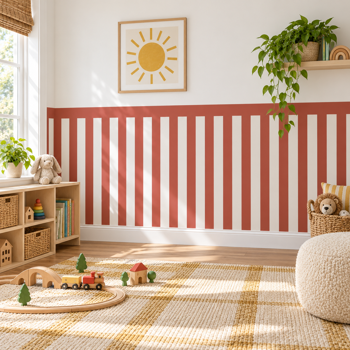Stripe Peel and Stick Half Wall Wallpaper | Circus Red