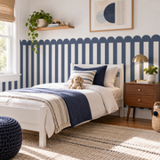 Stripe Peel and Stick Navy Scallop Half Wall Wallpaper