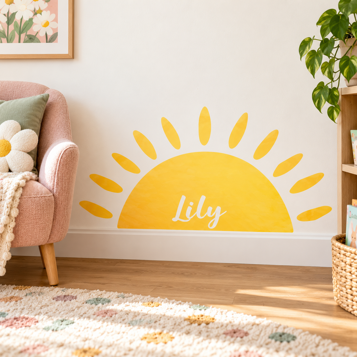 Personalized Half Sun Fabric Wall Decal