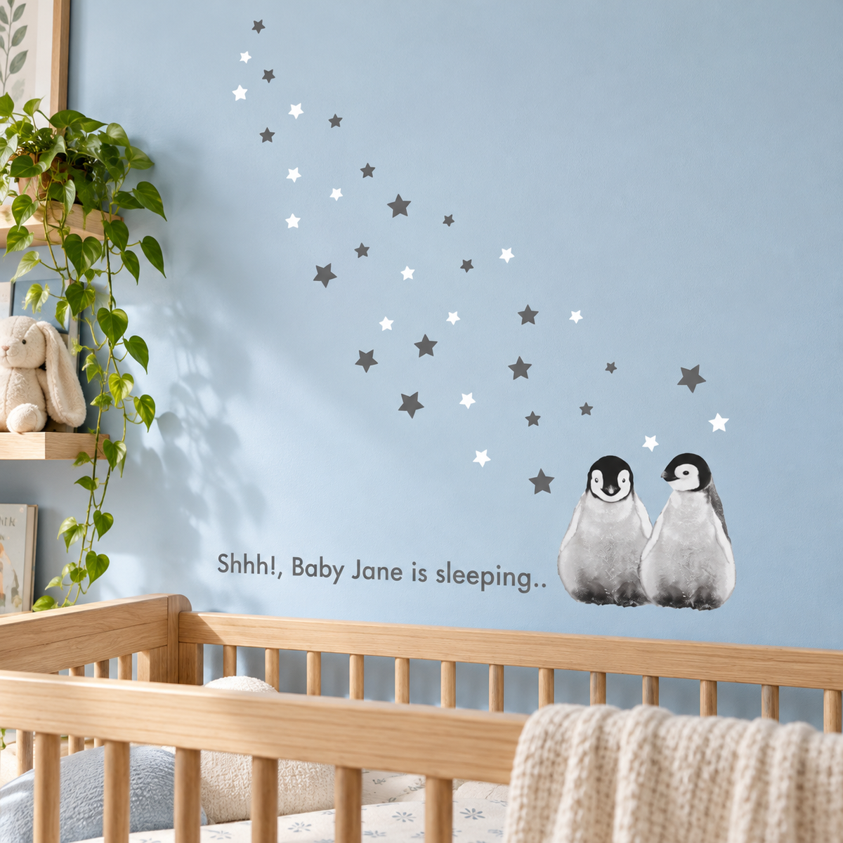 Personalized Penguin Family Fabric Wall Decals