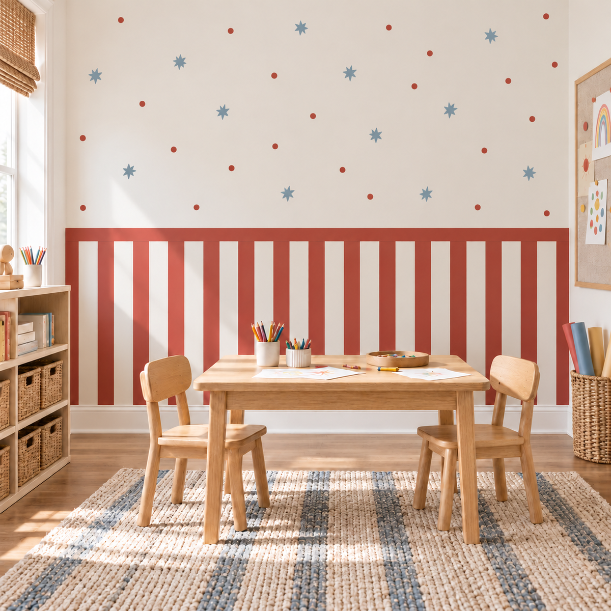 Stripe Peel and Stick Half Wall Wallpaper | Circus Red