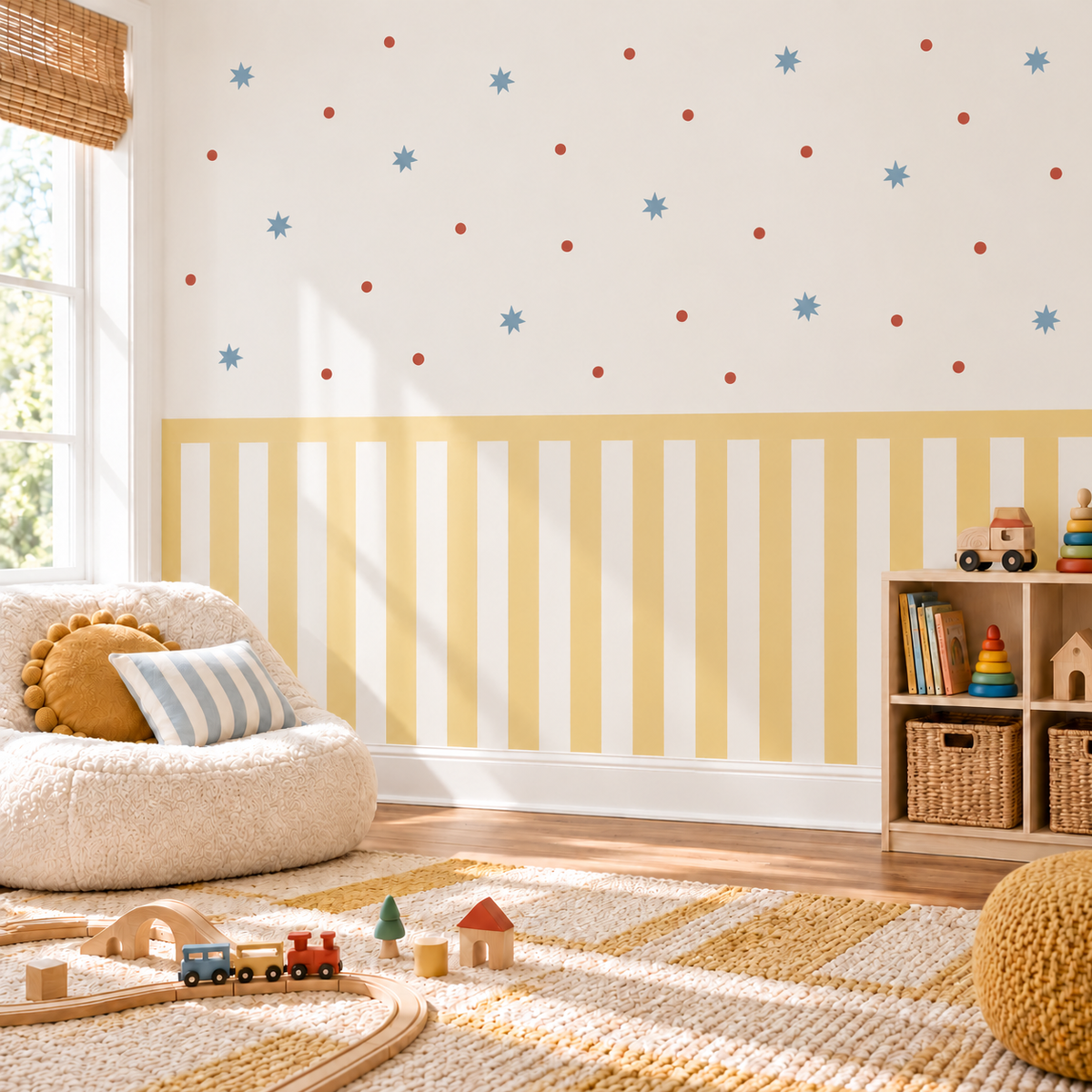 Stripe Peel and Stick Half Wall Wallpaper | Butter Yellow
