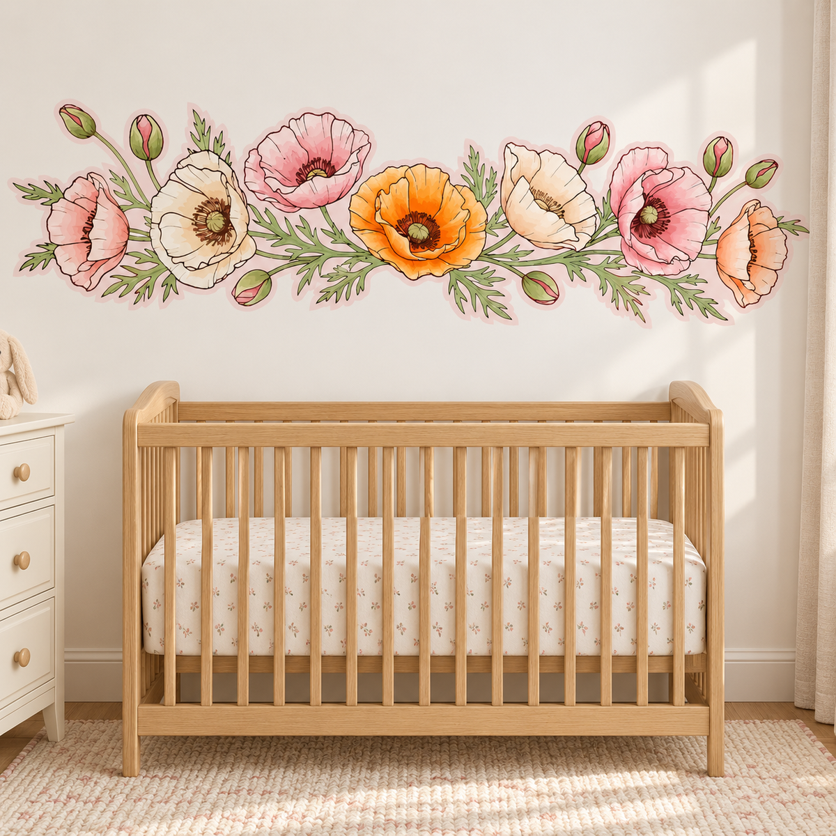 Poppy Floral Peel and Stick Fabric Wall Decal