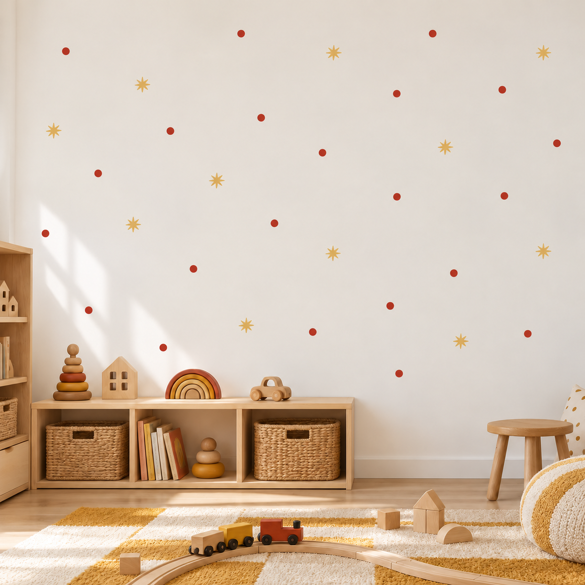 Star and Polka Dot Peel and Stick Fabric Wall Decals