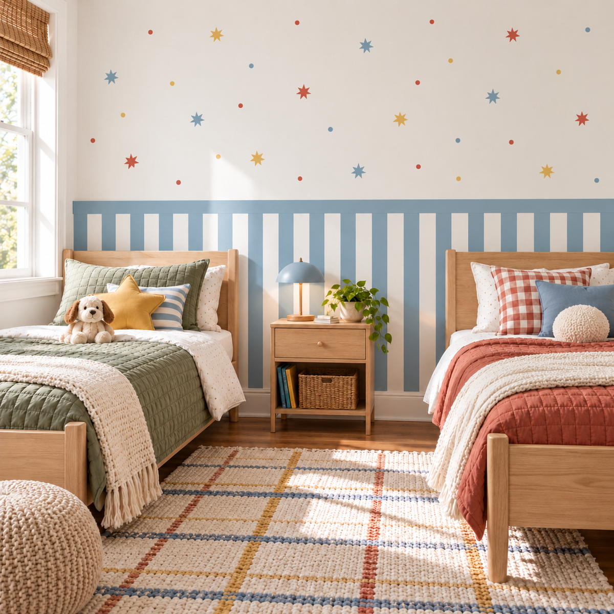 Stripe Peel and Stick Half Wall Wallpaper | Dusty Blue