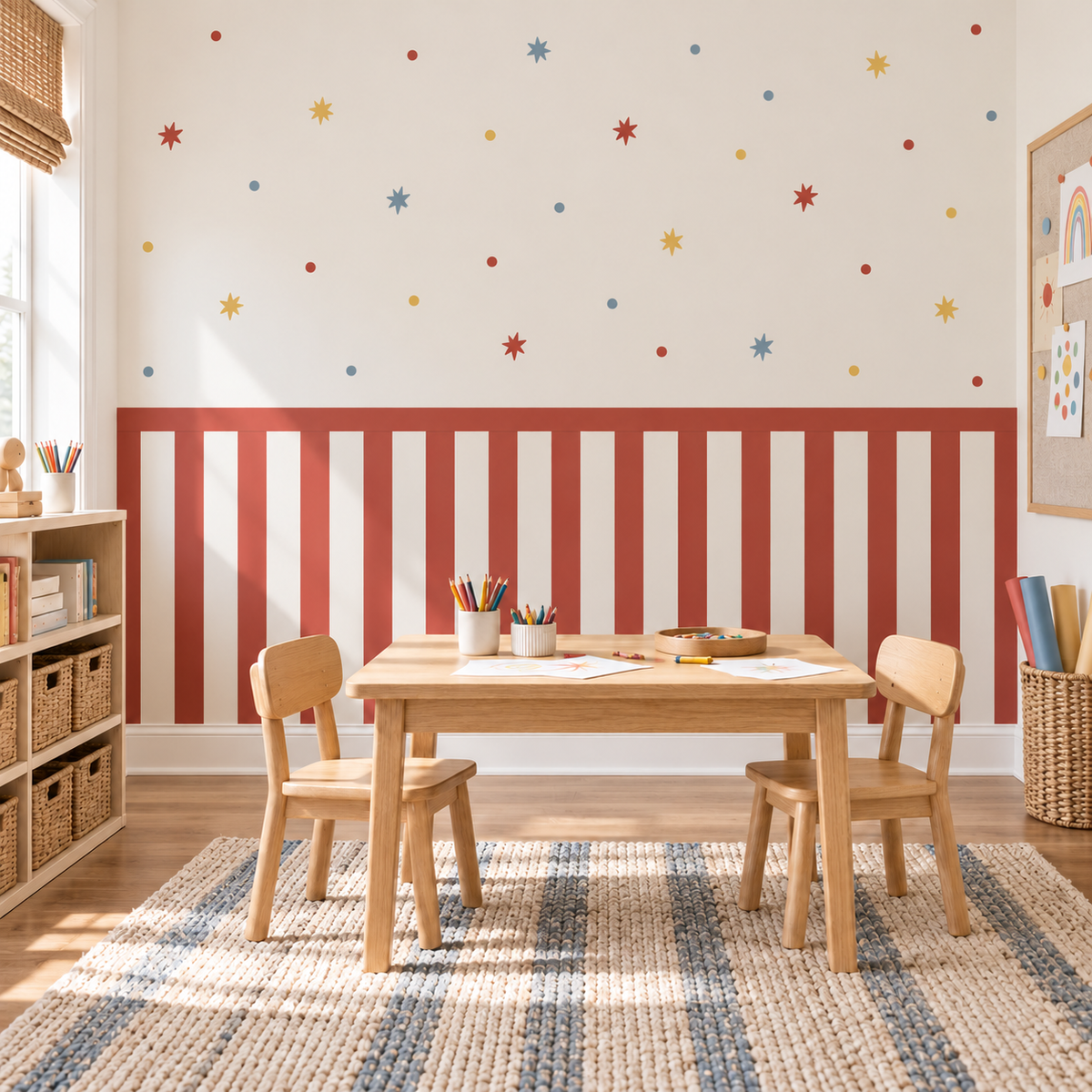 Stripe Peel and Stick Half Wall Wallpaper | Circus Red