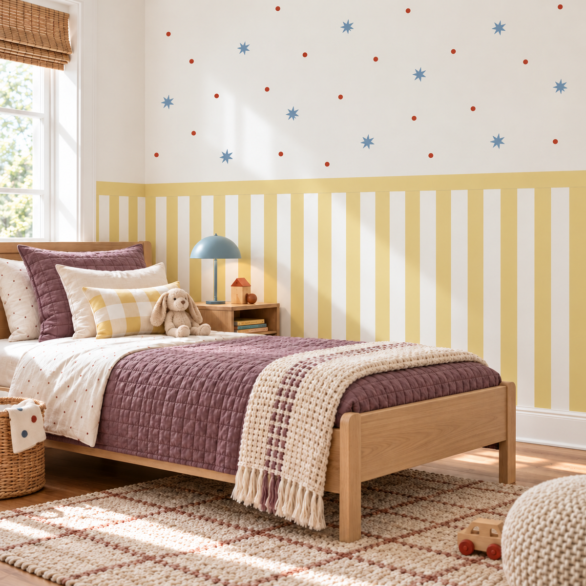Stripe Peel and Stick Half Wall Wallpaper | Butter Yellow